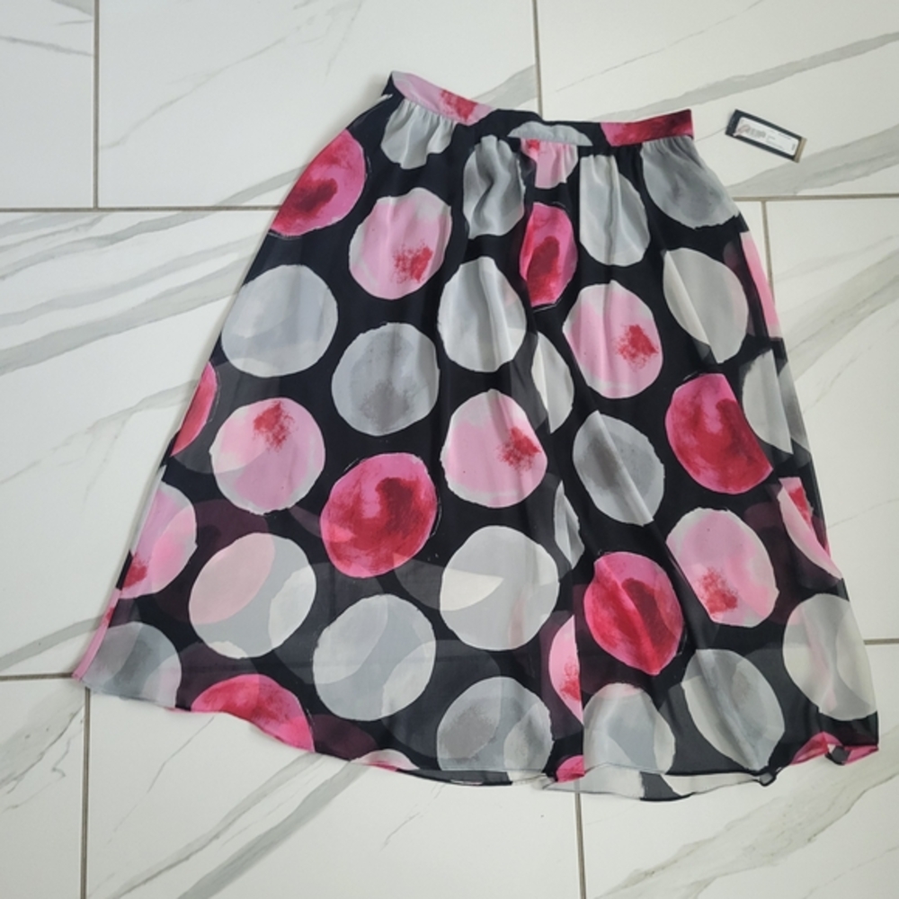 Worthington A-Line‎ Midi Skirt in Black and pink size 8